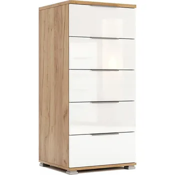 Komoda Moderní bílá komoda s leskem Tissa 50 cm se zásuvkami do ložnice a obýváku