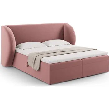 Postel Čalouněná postel Miley růžový samet 140x200 s úložným prostorem do ložnice glamour