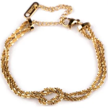 Náramek Náramek z nerezové oceli dvojitý s uzlem, barva 2 zlatá