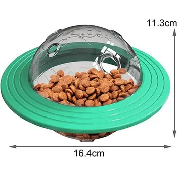 Hračka pro psa Interaktivní hračka s dávkovačem krmiva pro pejsky a kočičky , planeta, zelená, 16,4x11,3cm
