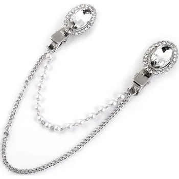 Brož Spona dragoun s broušenými kamínky a perlami, malé, 3 crystal platina