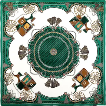 Šátek Dámský zeleno-bílý hedvábný šátek | WITTCHEN | 100-7D-S01-X28