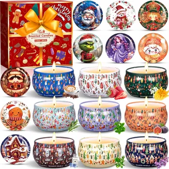 Svíčka Tradiční sójová svíčka Dárková sada vonných svíček VONNÉ SVÍČKY 9 kusů 9 ks