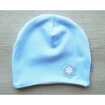 Kojenecké oblečení AMÁLKA Dvojitá modrá čepička, květ Velikost: 74-80