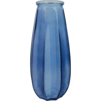Váza Skleněná váza Capella modrá moderní na květiny dekorativní do obýváku