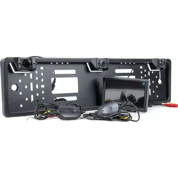 Couvací kamera EP – Bezdrátová couvací kamera v rámečku SPZ s 2 čidly a LCD monitorem 5\", 12V