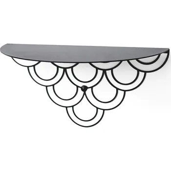 police Moderní nástěnná police Husk černá kovová na knihy a dekorace do obýváku POLYHEDRA