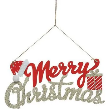 Feeric Christmas Visačka Marry Christmas 30 cm červená/zlatá