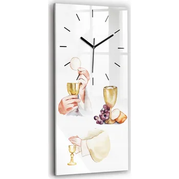 Hodiny Skleněné hodiny s motivem, nástěnné, tiché, dárek k prvnímu svatému přijímání