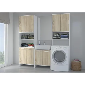 Koupelnový nábytek Koupelna Mela dub sonoma / bílá, Sestava B, 160 cm