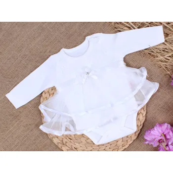 Dívčí šaty Body šaty pro miminko s krajkou a tylovou sukní bílé 74