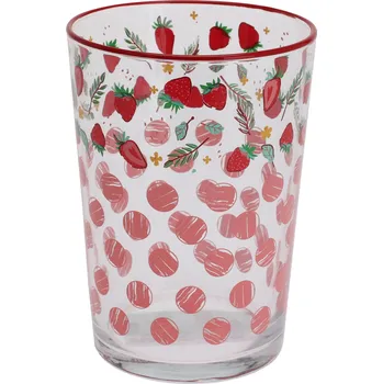 Keramický dřez EH Excellent Houseware Velká sklenice s ovocným vzorem, 510 ml, jahoda