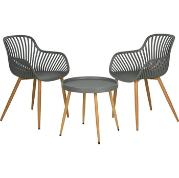 Zahradní sestava Ambiance Sada zahradního nábytku z plastu, stolek a 2 křesla, černá barva