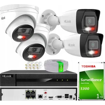 Bezpečnostní kamera Sada IP kamer 4x IPCAM-B4-30DL + 2x PTZ-N4MP HiLook a 8kanálový PoE rekordér