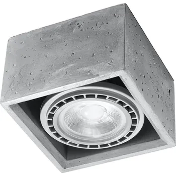 Betonové čtvercové stropní svítidlo šedé QUATRO 1 Sollux moderní do obýváku nebo kuchyně
