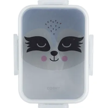 Svačinový box Dětský svačinový box Intesi Mýval – těsná šedá krabička na oběd do školy