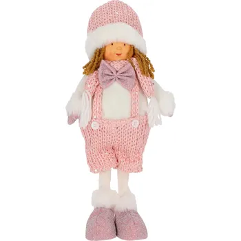 Vánoční dekorace Figurka chlapce 38cm růžová