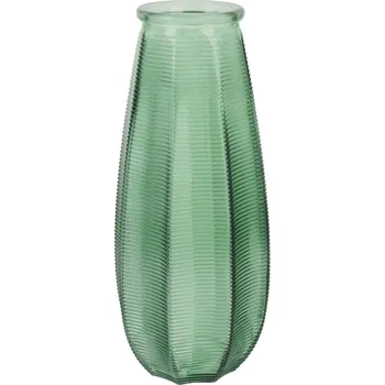 Váza Zelená skleněná dekorativní váza Capella moderní na květiny do obýváku 27,8 cm