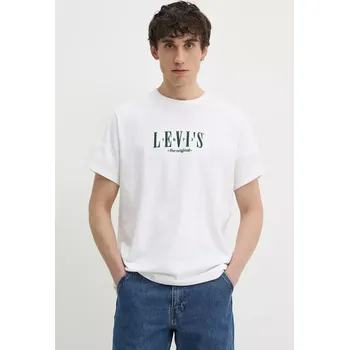 Bavlněné tričko Levi's SS RELAXED FIT TEE bílá barva, s aplikací, 16143 16143.1675 00X, vel. M