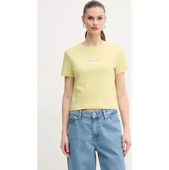 Pánské tričko Bavlněné tričko Calvin Klein Jeans žlutá barva, J20J223113 10X, vel. XS