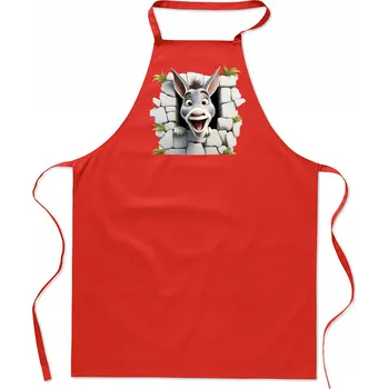 Kuchyňská zástěra KUCHYŇSKÁ ZÁSTĚRA bavlna červená díra OSEL vtipná Shrek FA_474_cw