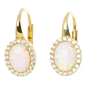 Náušnice Náušnice ze žlutého zlata s opály NA0499F + DÁREK ZDARMA