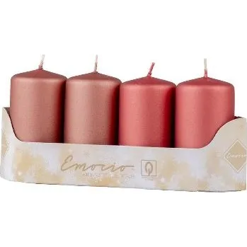 Emocio Válec 4ks 40x75mm metal mat vínový+bronzový mix, svíčky adventní - Emocio
