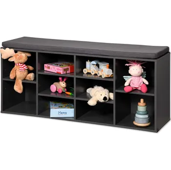 Botník Skříň na boty se sedadllem, 10 poliček, MDF, Kesper