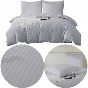 Povlečení Hotelové Povlečení Šedá Damašek Bavlněná tkanina 160x200 cm + 2 povlaky na polštáře 70x80 cm