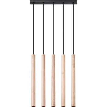 Závěsné svítidlo Pastelo 5L moderní dřevěné do obýváku a jídelny v přírodní barvě