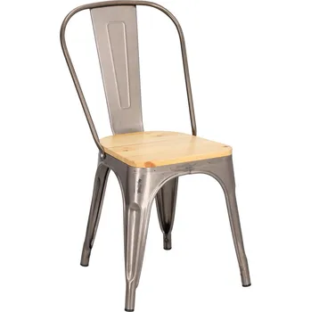 Jídelní židle Kovová jídelní židle Paris Wood D2.DESIGN s dřevěným sedákem v industriálním stylu