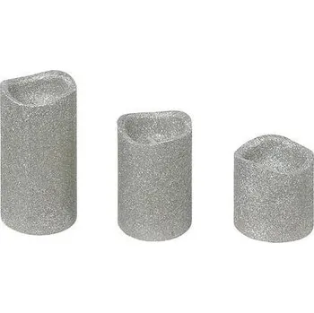 led svíčka Feeric Christmas Sada 3 LED svíček lesklé stříbrné