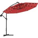 Závěsný slunečník s LED solárním osvětlením BestBerg BBHU-13 / 300 cm / červená