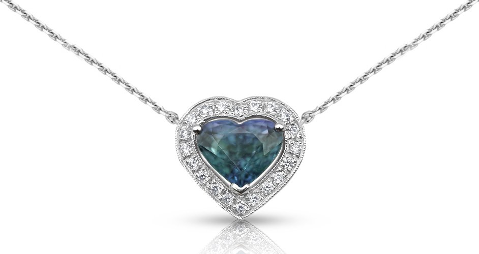 zlatý řetízek s tanzanitem 2.70ct violetish green - blue s IGI certifikátem