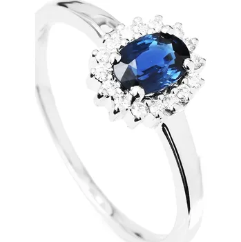 Prsten Stuchlík zlatý prsten se safírem a diamanty 70275