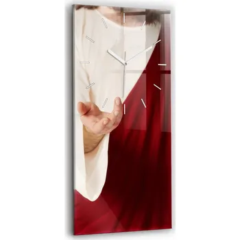 Hodiny Ozdobné obdélníkové nástěnné hodiny s krásnou grafikou Ježíše Krista - ruka
