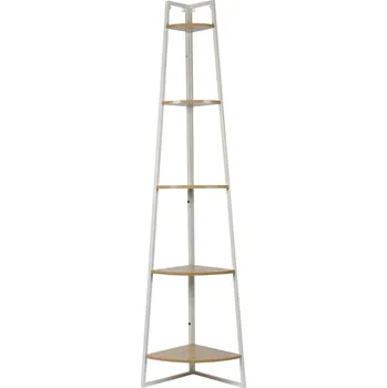 Knihovna Rohová knihovna do obýváku Corner 180 cm bílá loftová s 5 policemi Intesi