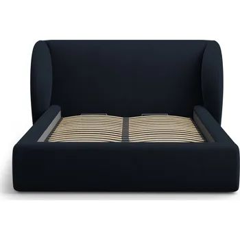 Postel Čalouněná postel Miley 140x200 modrý samet s úložným prostorem do ložnice