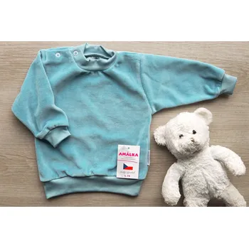 AMÁLKA Plyšová dětská mikina, ledově zelená Velikost: 68