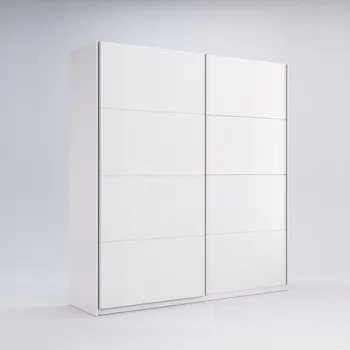 Šatní skříň Šatní skříň Flory 150 cm bílý lesk moderní s policemi a tyčí do ložnice