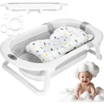 Vanička pro miminko s teploměrem + podložka skládací 40L SPRINGOS MIZZY šedá