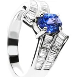 Stuchlík zlatý prsten se safírem a diamanty 014919