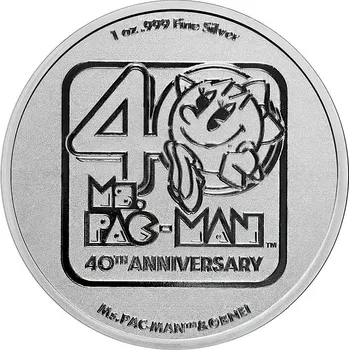 New Zealand Mint Pac-Man stříbrná mince 1oz 2021 40th Anniversary