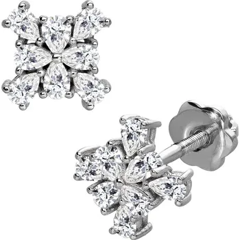 Náušnice Zlaton Náušnice bílé zlato čtyřlístek s diamantem 0.54ct 2g 000041112236