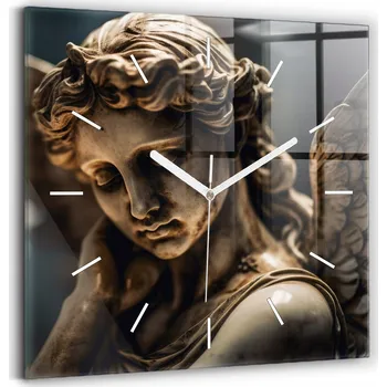 Hodiny Skleněné hodiny s potiskem Ozdobné nástěnné hodiny Socha anděla ženy