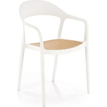 Jídelní židle Jídelní židle Sorana Intesi bílá s přírodním akcentem, moderní, snadno čistitelná, stohovatelná