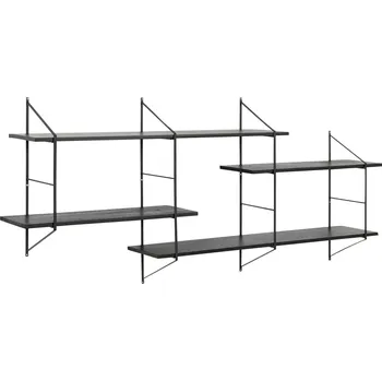 police Závěsná industriální knihovna Belfast 2 černá šedá 191 cm do obývacího pokoje Actona