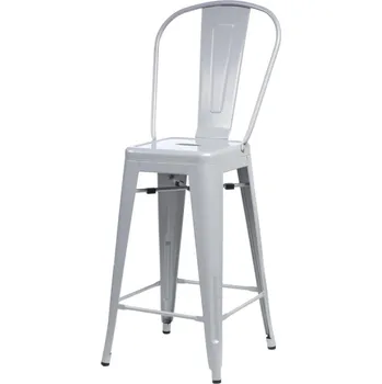 Barová židle Kovová barová židle Paris 2 Back šedá s opěrkou moderní do kuchyně a k ostrůvku 66 cm D2.DESIGN