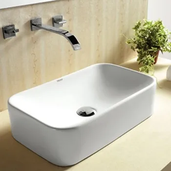 Umyvadlo BESTECO Cotto Keramické Umývátko 49x30 cm, Hranaté, Bílá Lesklá, S Otvorem a Přepadem, 49x30x13 cm