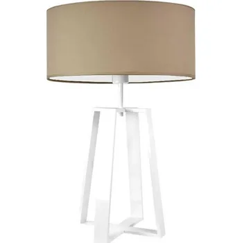 Lampička Noční lampička Thor moderní s béžovým stínidlem na bílém podstavci 61 cm